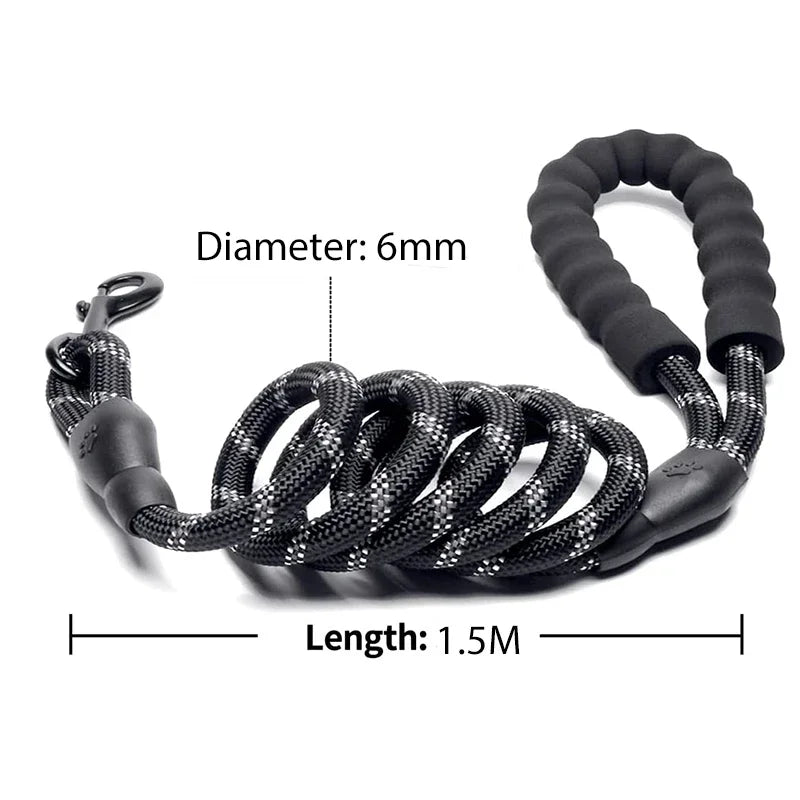 Heavy Duty Reflective Dog Leash-Strong Rope Lead for Small, Medium & Large Dogs