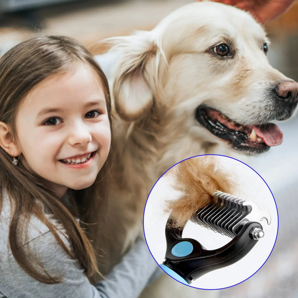 Professional Pet Deshedding Brush Dog & Cats-Undercoat Rake Grooming Comb for Shedding,Knots & Tangles