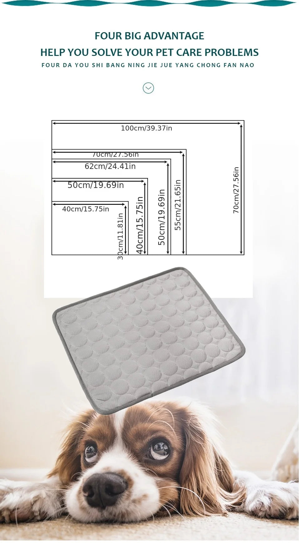 Dog Cooling Mat for Small & Large Dogs and Cats/ Self Cooling Bed