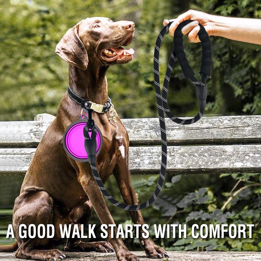 Heavy Duty Reflective Dog Leash-Strong Rope Lead for Small, Medium & Large Dogs