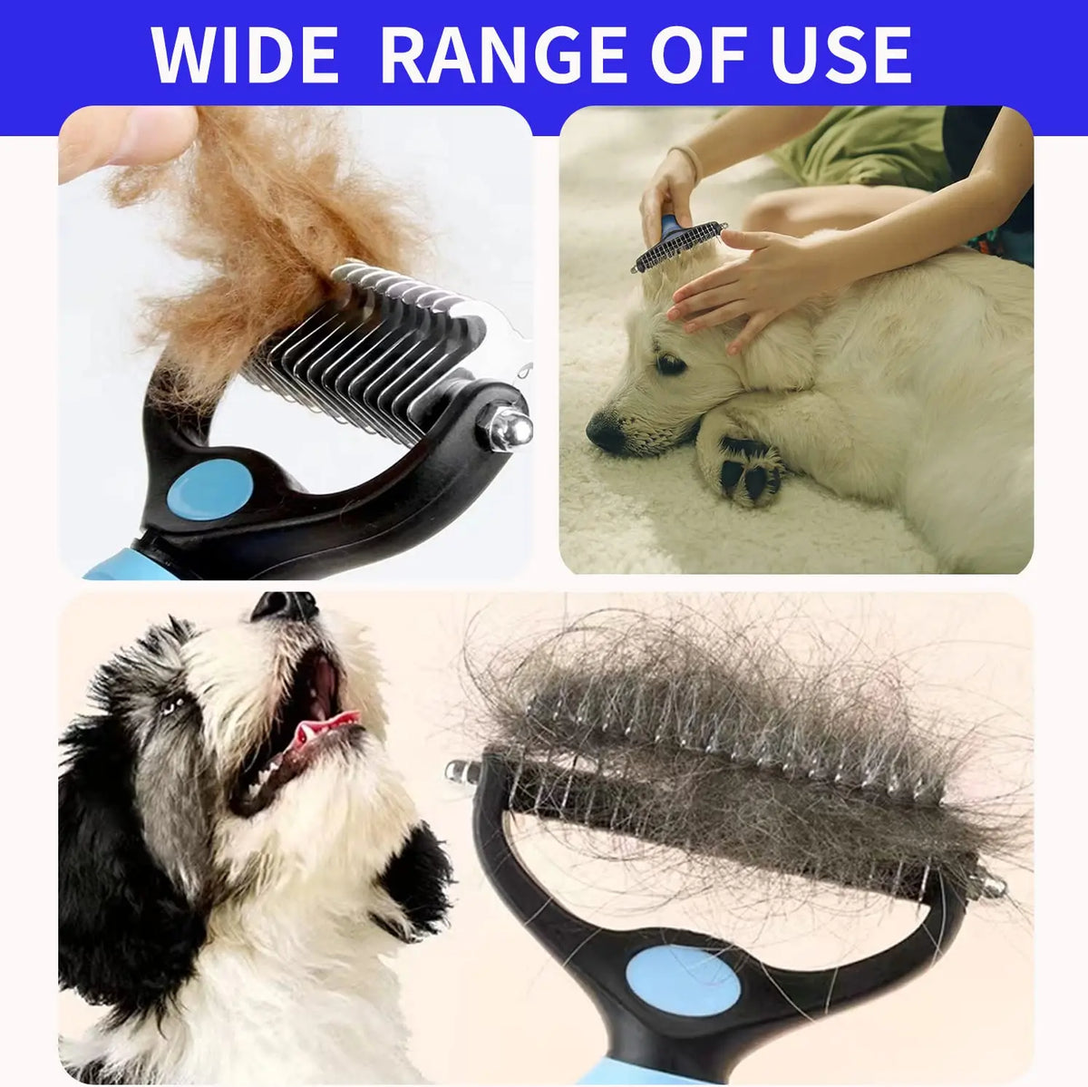 Professional Pet Deshedding Brush Dog & Cats-Undercoat Rake Grooming Comb for Shedding,Knots & Tangles