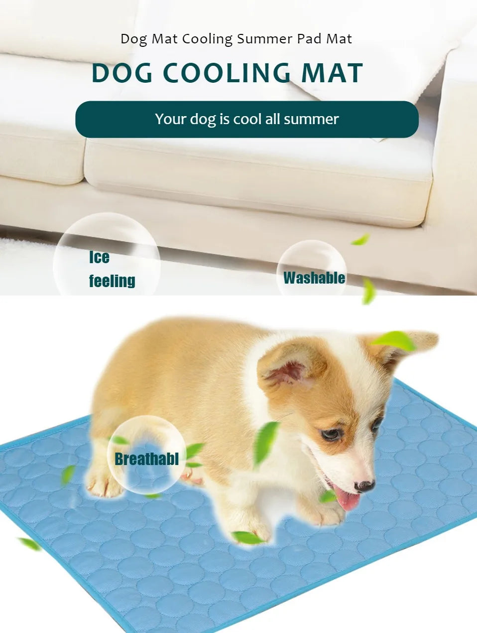 Dog Cooling Mat for Small & Large Dogs and Cats/ Self Cooling Bed