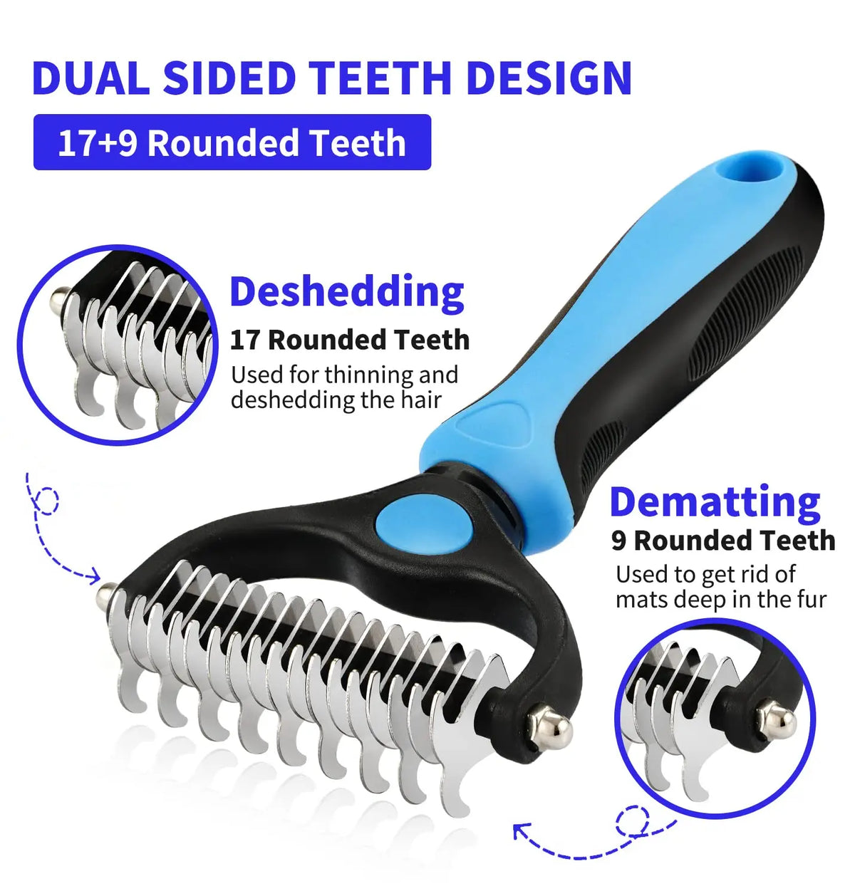 Professional Pet Deshedding Brush Dog & Cats-Undercoat Rake Grooming Comb for Shedding,Knots & Tangles