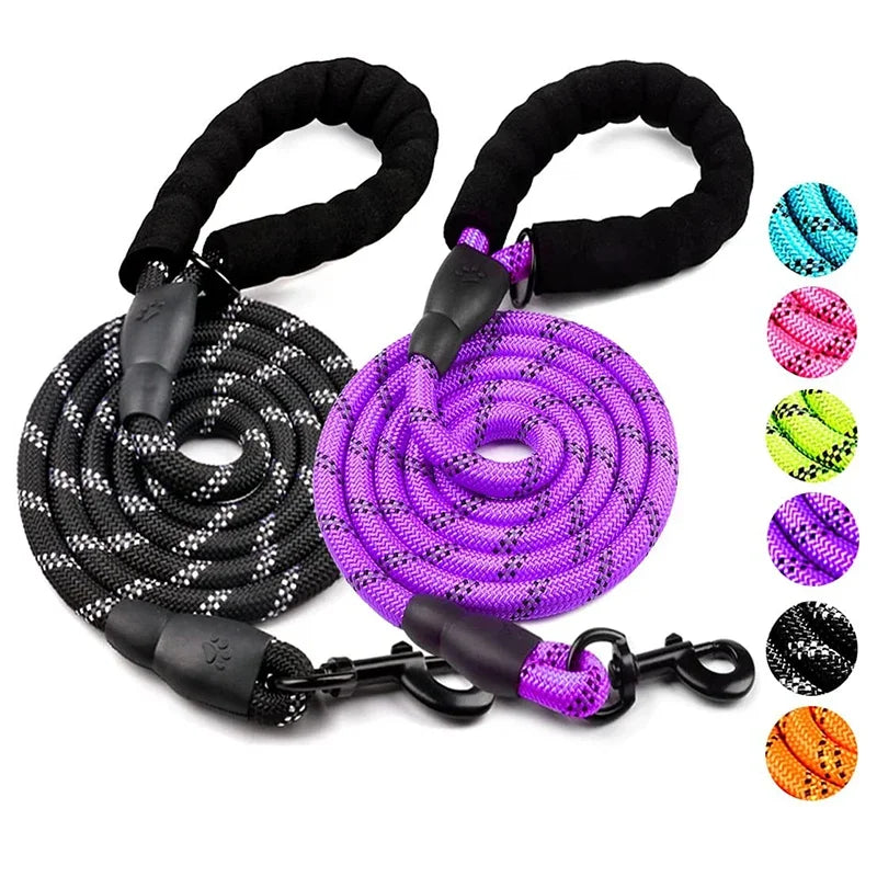 Heavy Duty Reflective Dog Leash-Strong Rope Lead for Small, Medium & Large Dogs