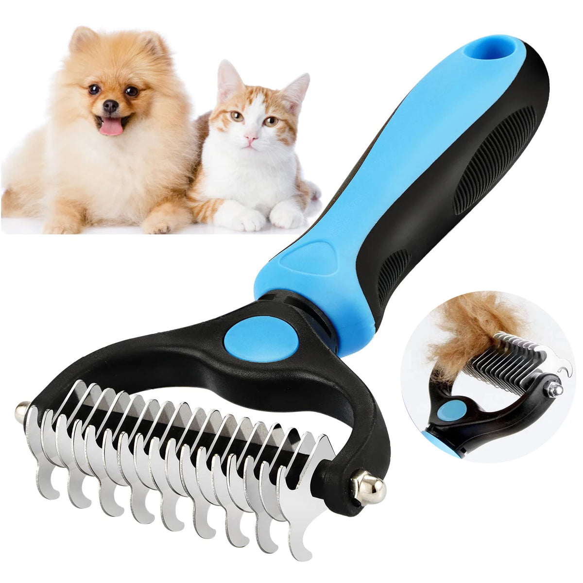 Professional Pet Deshedding Brush Dog & Cats-Undercoat Rake Grooming Comb for Shedding,Knots & Tangles